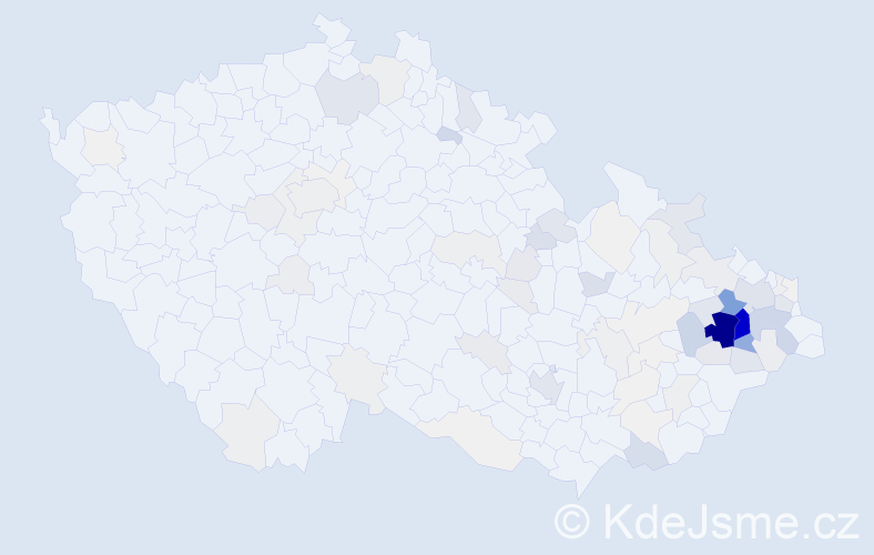 Příjmení: 'Hanzelková', počet výskytů 499 v celé ČR