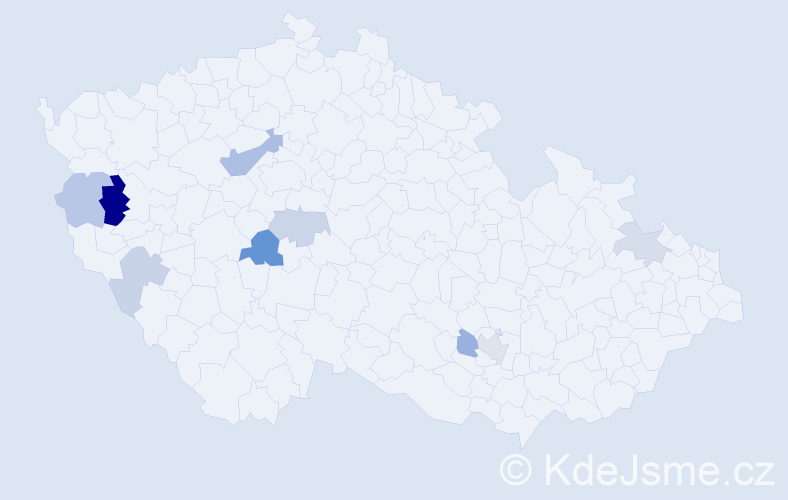 Příjmení: 'Durkáčová', počet výskytů 17 v celé ČR