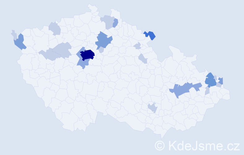 Příjmení: 'Rusin', počet výskytů 54 v celé ČR