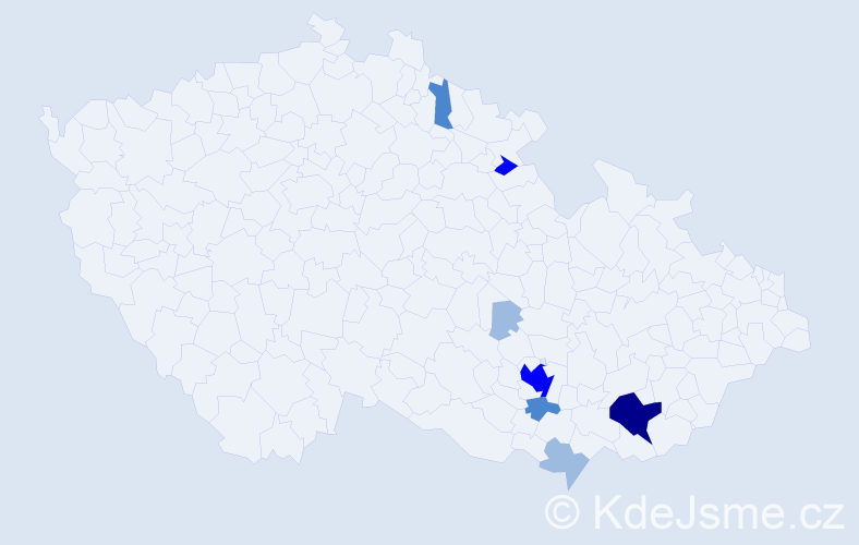 Příjmení: 'Esender', počet výskytů 16 v celé ČR
