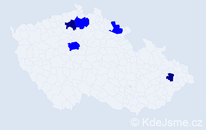 Příjmení: 'Vlčeková', počet výskytů 7 v celé ČR