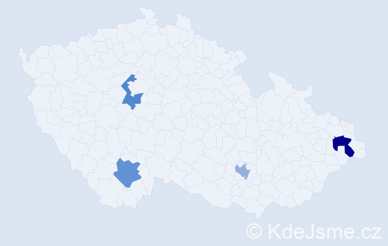 Příjmení: 'Štoffa', počet výskytů 5 v celé ČR