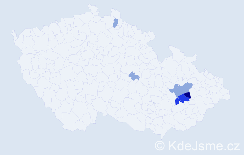 Příjmení: 'Pacáčková', počet výskytů 18 v celé ČR