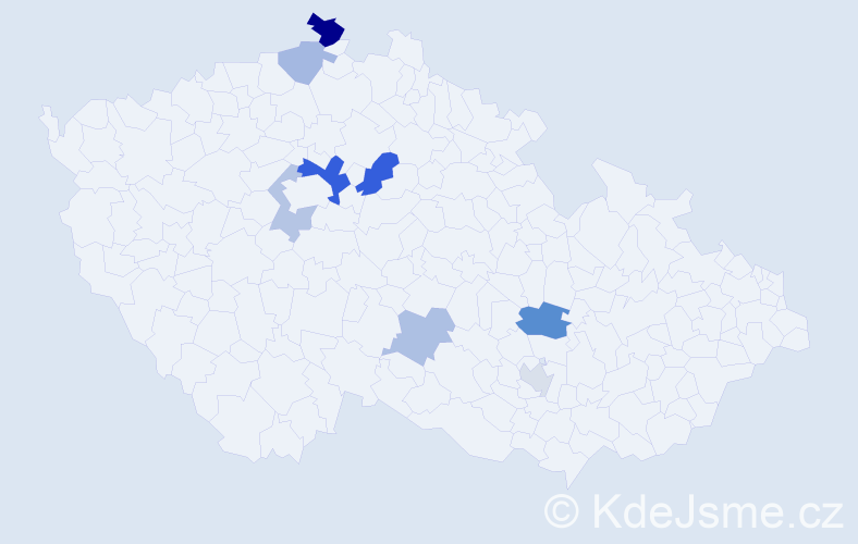 Příjmení: 'Vymer', počet výskytů 15 v celé ČR