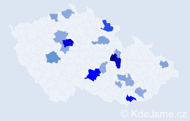 Příjmení: 'Půlkrábková', počet výskytů 61 v celé ČR
