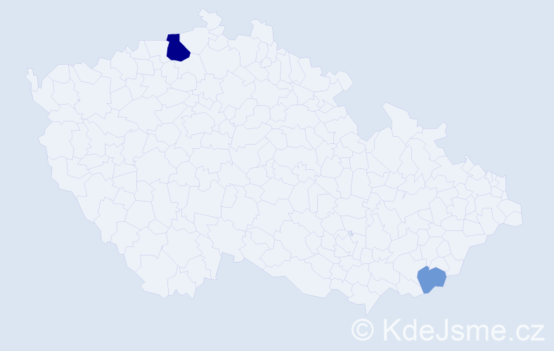 Příjmení: 'Antál', počet výskytů 6 v celé ČR