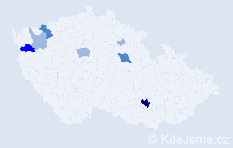 Příjmení: 'Pacinda', počet výskytů 14 v celé ČR