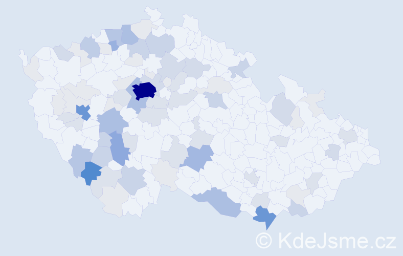 Příjmení: 'Myslík', počet výskytů 283 v celé ČR