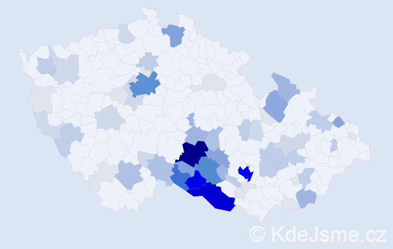 Příjmení: 'Nevrkla', počet výskytů 294 v celé ČR