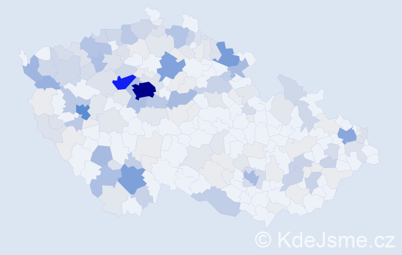 Příjmení: 'Kuna', počet výskytů 622 v celé ČR