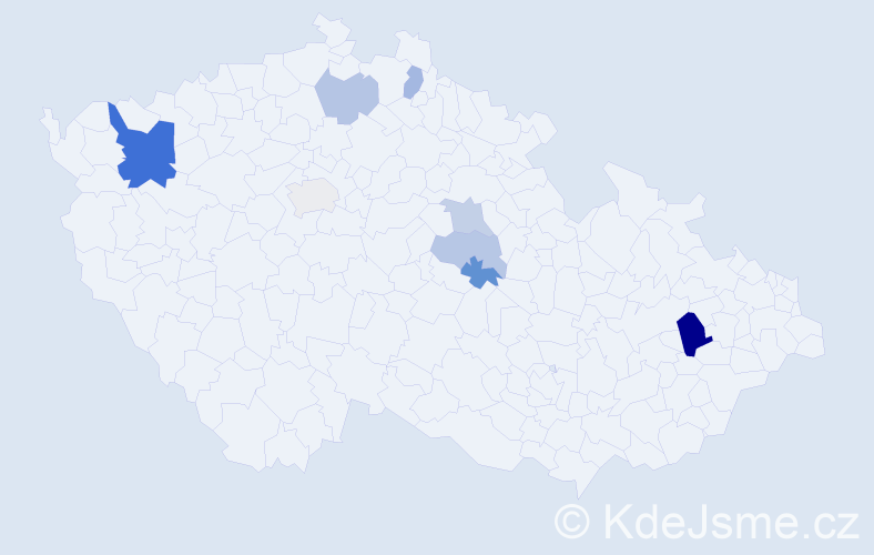 Příjmení: 'Kádě', počet výskytů 15 v celé ČR