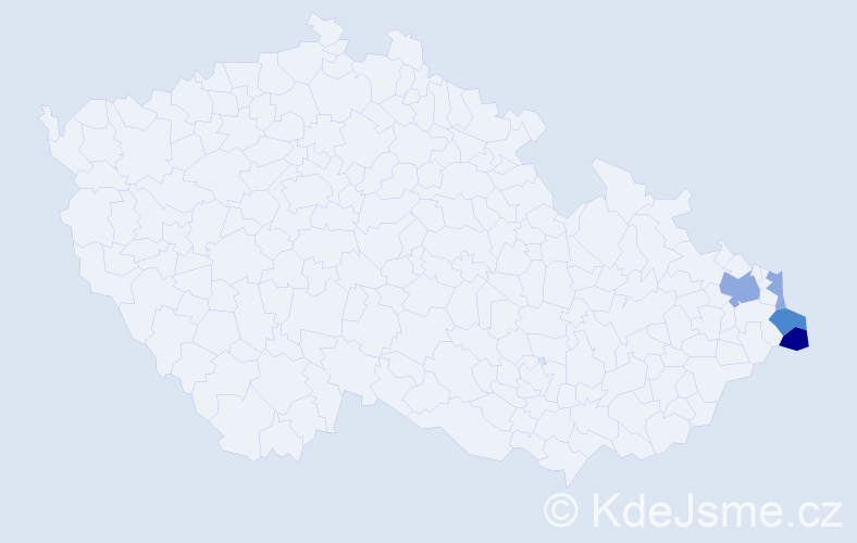 Příjmení: 'Chowancová', počet výskytů 13 v celé ČR