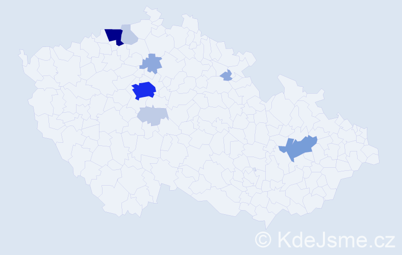 Příjmení: 'Wencl', počet výskytů 26 v celé ČR