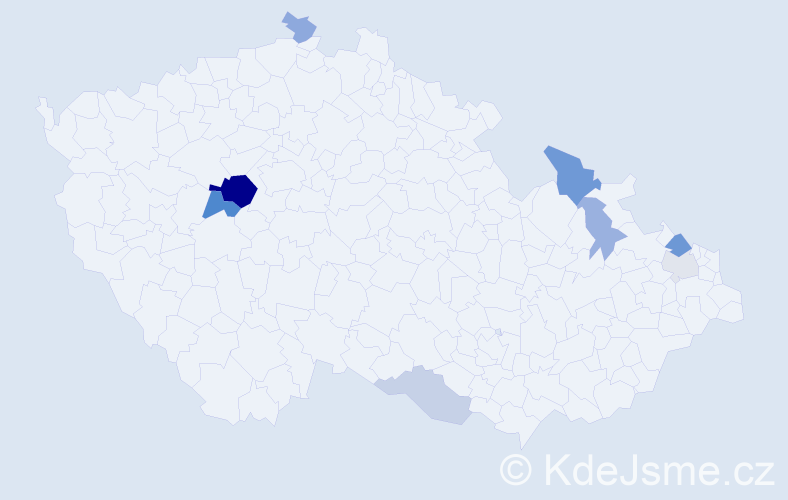 Příjmení: 'Bíllá', počet výskytů 18 v celé ČR