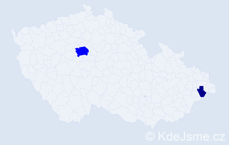 Příjmení: 'Černiák', počet výskytů 5 v celé ČR