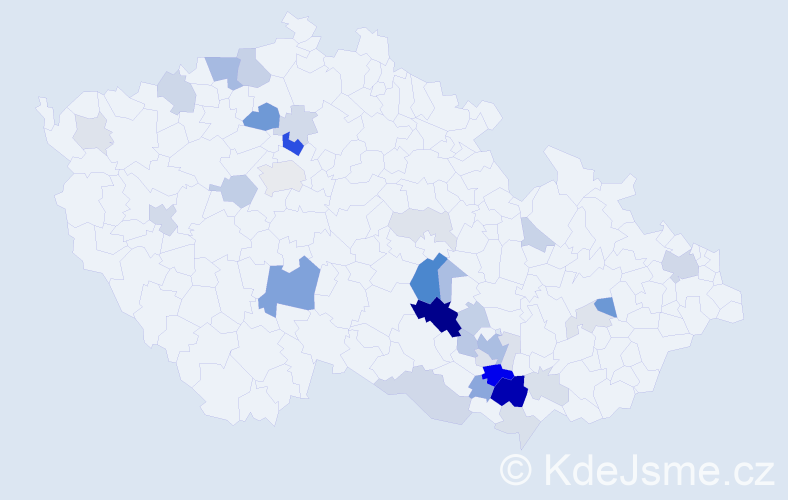 Příjmení: 'Klobása', počet výskytů 112 v celé ČR