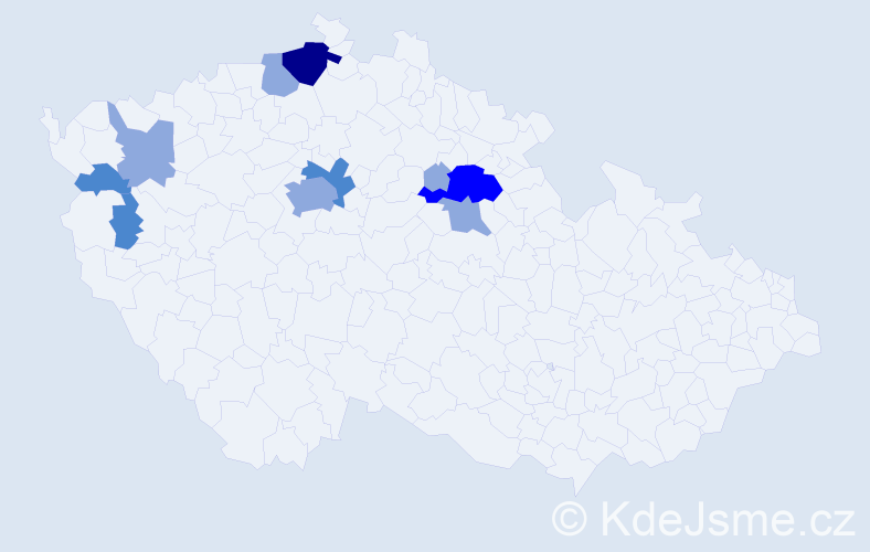 Příjmení: 'Mydlochová', počet výskytů 20 v celé ČR