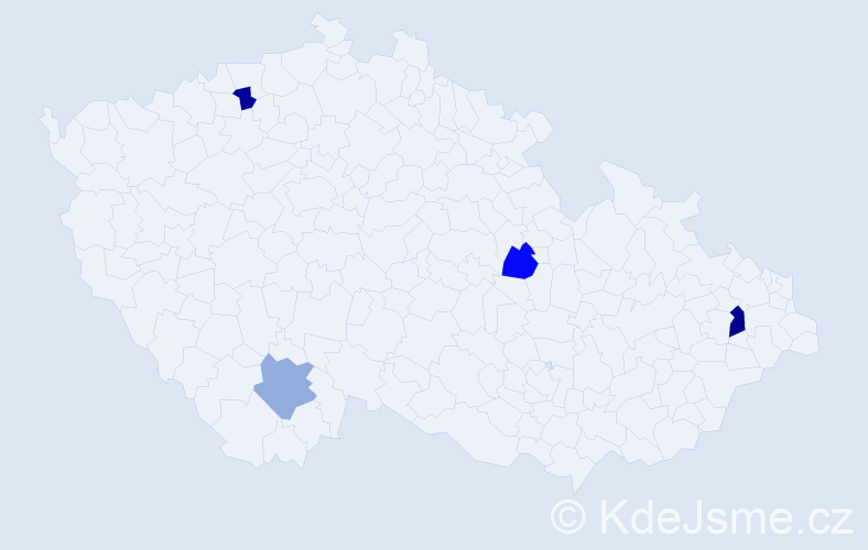 Příjmení: 'Valentín', počet výskytů 5 v celé ČR