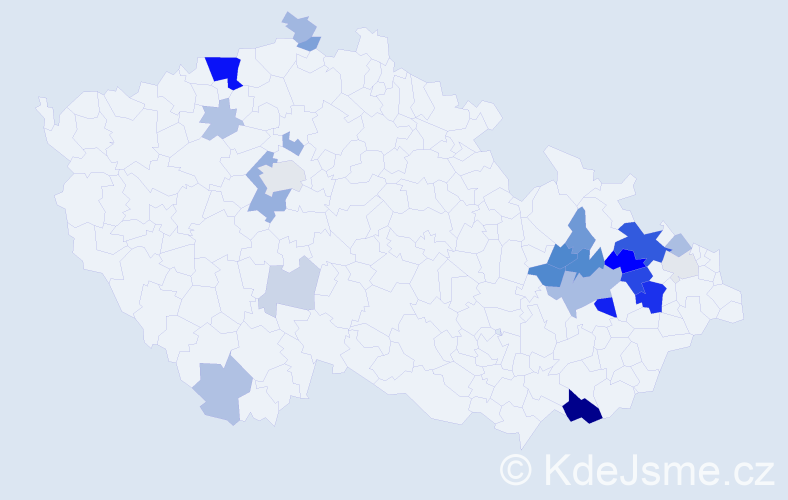 Příjmení: 'Kittlová', počet výskytů 64 v celé ČR
