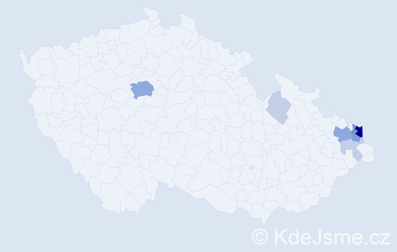 Příjmení: 'Stuchlik', počet výskytů 25 v celé ČR