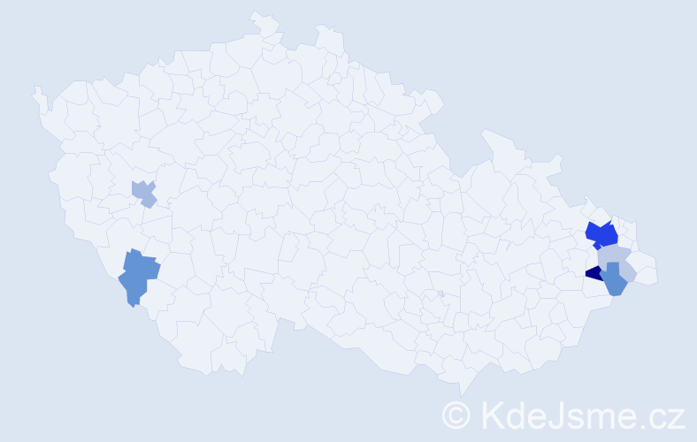 Příjmení: 'Sobas', počet výskytů 21 v celé ČR