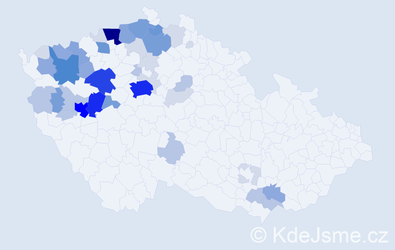 Příjmení: 'Šrédl', počet výskytů 151 v celé ČR