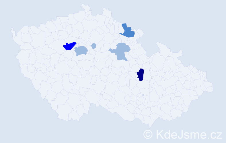 Příjmení: 'Volkovová', počet výskytů 13 v celé ČR