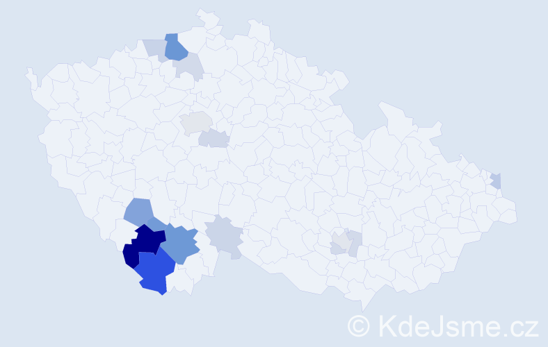 Příjmení: 'Konzalová', počet výskytů 54 v celé ČR