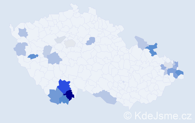 Příjmení: 'Belešová', počet výskytů 66 v celé ČR