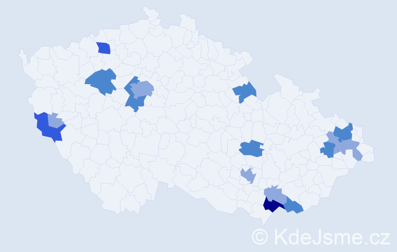 Příjmení: 'Stanček', počet výskytů 34 v celé ČR