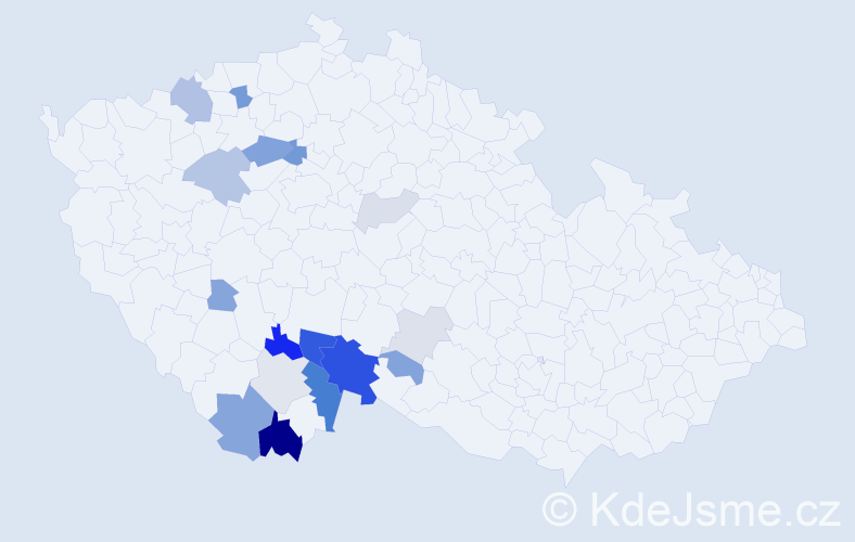 Příjmení: 'Turínová', počet výskytů 47 v celé ČR