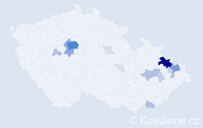 Příjmení: 'Paleta', počet výskytů 64 v celé ČR