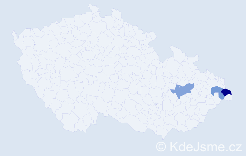 Příjmení: 'Prokeszová', počet výskytů 8 v celé ČR