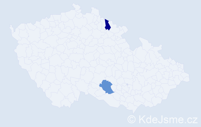 Příjmení: 'Cápa', počet výskytů 2 v celé ČR