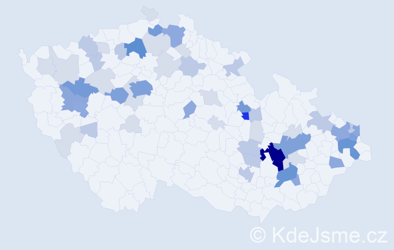 Příjmení: 'Pácl', počet výskytů 162 v celé ČR