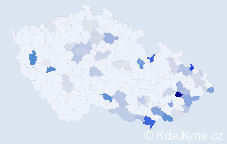 Příjmení: 'Kudlíková', počet výskytů 142 v celé ČR