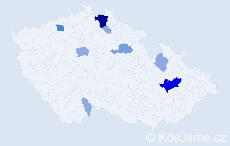 Příjmení: 'Tajmrová', počet výskytů 22 v celé ČR
