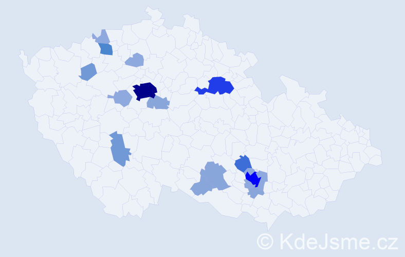 Příjmení: 'Kessner', počet výskytů 50 v celé ČR