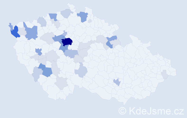 Příjmení: 'Kába', počet výskytů 126 v celé ČR