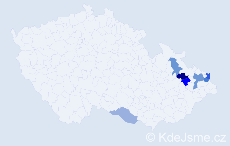 Příjmení: 'Moskálová', počet výskytů 16 v celé ČR
