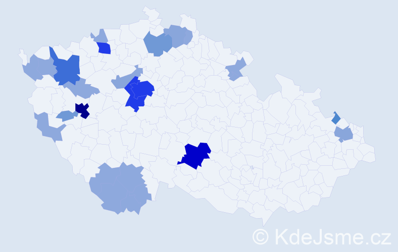 Příjmení: 'Hablová', počet výskytů 70 v celé ČR