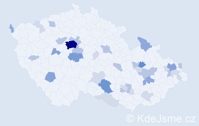 Příjmení: 'Mojdl', počet výskytů 90 v celé ČR