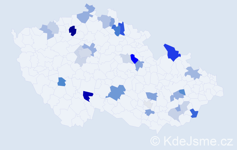 Příjmení: 'Buryánková', počet výskytů 57 v celé ČR