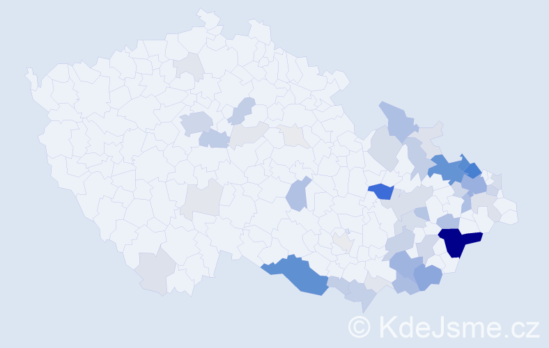 Příjmení: 'Hříbek', počet výskytů 207 v celé ČR