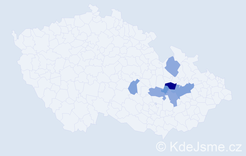 Příjmení: 'Drešr', počet výskytů 18 v celé ČR