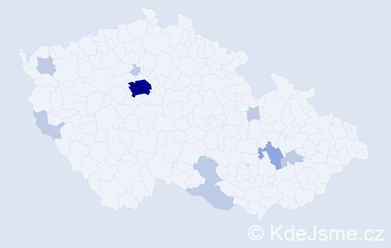 Příjmení: 'Kovačevič', počet výskytů 19 v celé ČR