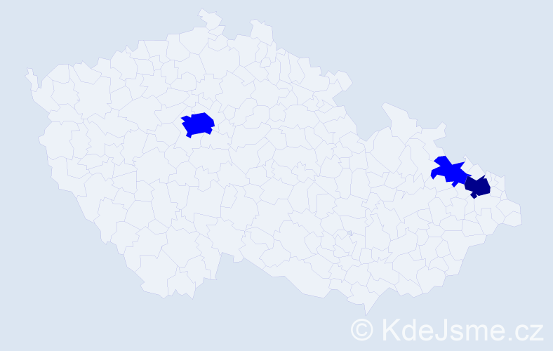 Příjmení: 'Tvarda', počet výskytů 4 v celé ČR