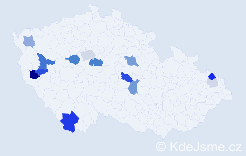 Příjmení: 'Zdechovan', počet výskytů 21 v celé ČR