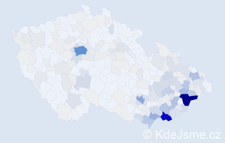 Příjmení: 'Maňáková', počet výskytů 988 v celé ČR