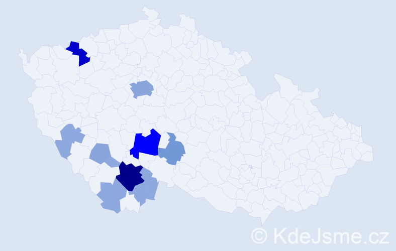 Příjmení: 'Vrábková', počet výskytů 36 v celé ČR
